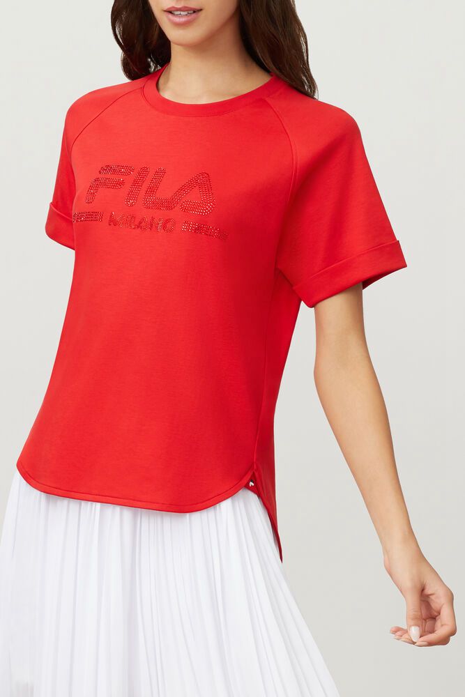 Fila T-Shirt Womens Red Milano Cotton - Ireland 18320-ZXLD